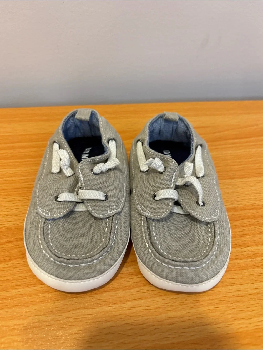 Old Navy Kids Grey Canvas Boat Shoes with White Laces